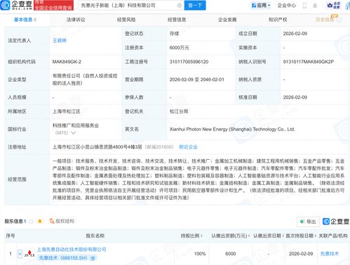 先惠技术战略布局再下一城 成立光子新能科技，融合AI赋能工程与技术研发新篇章